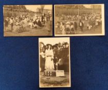 Postcards, Sand Castle Competition Hastings, 3 cards (posted 1906), 2 showing competitors on the
