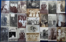 Postcards, Social History, approx 140 late 19th/early 20thC cards, mainly posed portraits of