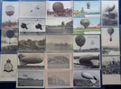 Postcards, Ballooning, 40 cards to include Ballon Schwarzenberg, observation balloon on ship, The
