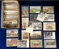 Postcards, Exhibitions, 340+ cards showing various exhibitions to include 3 advertising cards (