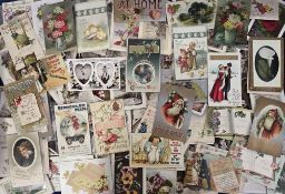 Postcards, Greetings, approx 550 cards to include Father Christmas, name cards, Easter, birthday,