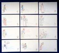 Postcards, Art Nouveau, Henri Boutet, 12 cards, u/b (vg)
