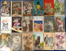 Postcards, Squeakers, 26 cards featuring anthropomorphic, frogs, dogs, cats, babies, comic etc. (