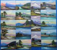 Postcards, Japan, a selection of approx. 35 mainly hand painted views of Japan with lakes, boats,