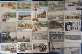 Postcards, Egypt, Port Said and Suez Canal, approx 170 cards RPs, printed and artist drawn to