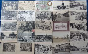 Postcards, Early Motor Racing, approx 45 cards to include Filey Motor Races 1905, an accident at the