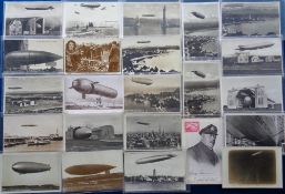 Postcards, Zeppelin, 45 cards to include The Wrecked Zeppelin Cuffley 1916, The Army Airship Beta,