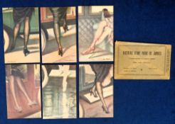 Postcards, Art Deco Glamour, 6 of a set of 7 cards by Leo Fontan entitled Histoire D'Une Paire De
