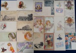 Postcards, Art Nouveau, Glamour, 50+ cards to include Fabiano, Xavier Sager, Military (4),