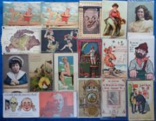 Postcards, Novelty, 27 cards to include mechanical bottom smacking (3), map of Hungaria, Folies