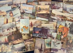 Postcards, Panel Cards, 100+ cards to include Japanese lady, water wheel, Museum's Boat House