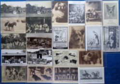 Postcards, Animal Cruelty, 22 cards RPs, printed and artist drawn, to include Home of Rest for