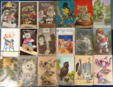 Postcards, Squeakers, 26 cards featuring anthropomorphic, frogs, dogs, cats, babies, comic etc. (