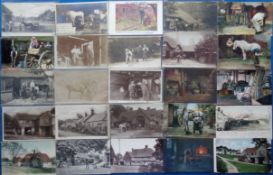 Postcards, Blacksmiths, 46 cards to include blacksmith's shops, ponies being shod, forges, Eccles