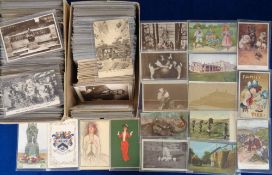 Postcards, Subjects, approx. 700 cards, RPs, printed and artist drawn to include Rail, Fishing,