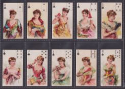 Cigarette cards, USA, ATC, Beauties, Playing Card Inset, Set 2 (Green Net Back) (set, 52 cards) (