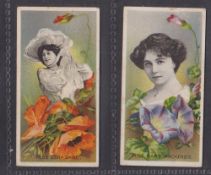 Cigarette cards, Taddy Actresses with Flowers, 2 cards numbers 5 & 18 (gd)