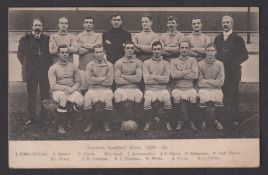 Football postcard, Everton FC, b/w printed card showing teamgroup & official, 1909-10 (postally used