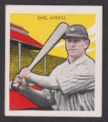 Trade card, USA, Tattoo Orbit, Baseball Card, 1933, type card, Earl Averill, Cleveland Indians, Hall
