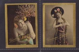 Cigarette cards, T.E. Yeomans, Beautiful Women, 'L' size, ref. H284, two cards, numbered 4 & 22 (gd)