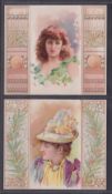 Cigarette cards, USA, Duke's, Beauties (Folders), 'P' size, four cards, backs in green, ref. N96,