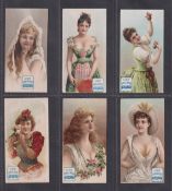 Cigarette cards, USA, Lorillard, Beautiful Women ('Lorillard Snuff' wording front & back), six