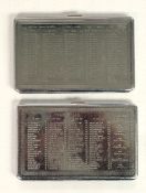 Football, a pair of matching silver plated cigarette cases each with Football Scene to front, one