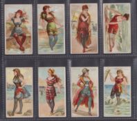 Cigarette cards, USA, Kinney, Surf Beauties, 8 cards, Nahant, Nantasket, Nantucket, Ostende,