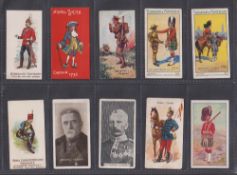 Cigarette cards, 10 scarcer cards; Woods Types of Volunteers (2), Young Naval Skits, Martins Arf A