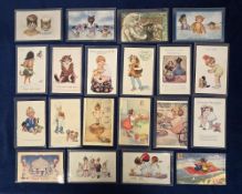 Postcards, Cards for Children, 65 cards Father Christmas (26), cats, black humour, Violet Roberts,