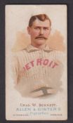 Cigarette card, USA, Allen & Ginter, The World's Champions, type card, Chas. W. Bennet, Baseball