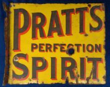 Motoring, original Pratt's Perfection Spirit, double sided, yellow enamel sign (approx. size 21 x