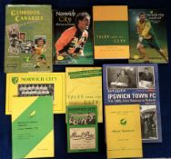Football books & brochures, Norwich City (14) and Ipswich Town,(5), including Norwich handbooks