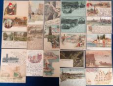 Postcards, Gruss Aus and Gruss Aus style, approx. 85 cards, most u/b, most chromo, most p/u. An