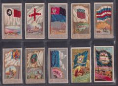 Cigarette cards, USA, Allen & Ginter, ten type cards, City Flags (8, Algiers, Amiens, Frankfort,