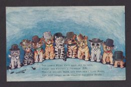 Postcard, Louis Wain, 'Ten Little Pussy Cats….' Jacksons Outfitters advertising card (corner