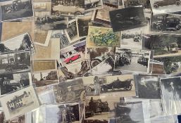 Postcards, Motoring, approx. 70 cards, mostly RPs, featuring motor vehicles, garages, bicycles,