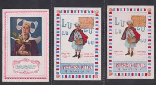 Trade cards, France, LeFevre-Utile, 3 fold out calendar cards for 1923, 1924 & 1928 (vg)