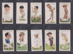 Cigarette cards, Churchman Men of the Moment in Sport (set 50 cards) including Bobby Jones (slight