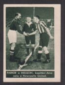 Trade card, Anon, Continental issue, 'M' size, showing Parker & Nelson of Arsenal & Newcastle