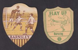 Trade cards, Baines, shield shape Football card for Barnsley, sold with one other anonymous shield
