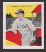 Trade card, USA, Tattoo Orbit, Baseball Card, 1933, type card, Charles Henry Root, Chicago Cubs (gd)