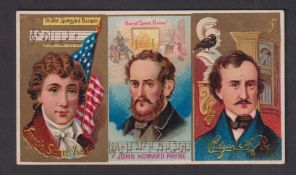 Cigarette card, USA, Duke's, Great Americans, 'X' size, type card, triple portrait, Francis Scott