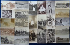 Postcards, Social History, a collection of 60+ cards, mostly RPs inc. children with dolls,