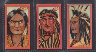 Cigarette cards, USA, Booker Tobacco Co Indian Series, 3 cards Osceola, Newattanow, Opitchapon (gd)