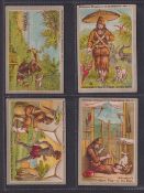 Trade cards, Johnston's Corn Flower, 15 cards in two part sets, Robinson Crusoe 8 cards, missing nos