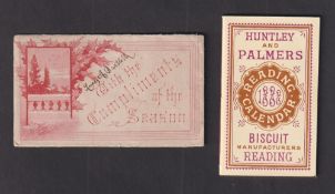 Trade card, Huntley & Palmers, Calendar for 1888 with original envelope (name in ink to envelope