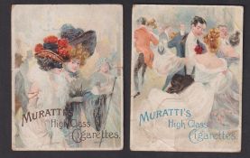 Cigarette card, Muratti, Advertisement Cards, 'L' size, two cards, white border, 88mm x 66mm,