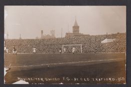 Football postcard, Manchester United FC, b/w match action postcard 'Manchester United F.C. at Old