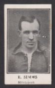 Trade card, Anon (Barratt's), Footballer, plain back, type card, E. Simms, Stockport (slight mark,